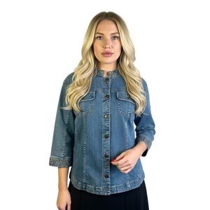 C.J BANKS JEANS JACKET STRETCH JEANS COAT Y2K PLUS SIZE WOMEN SIZE 3X